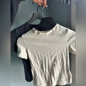 SKIMS Cotton Basic Tops- Black and Cream